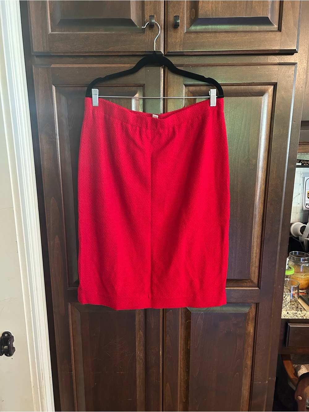 St John Couture Red Women's Boucle Pencil Skirt Sz 16